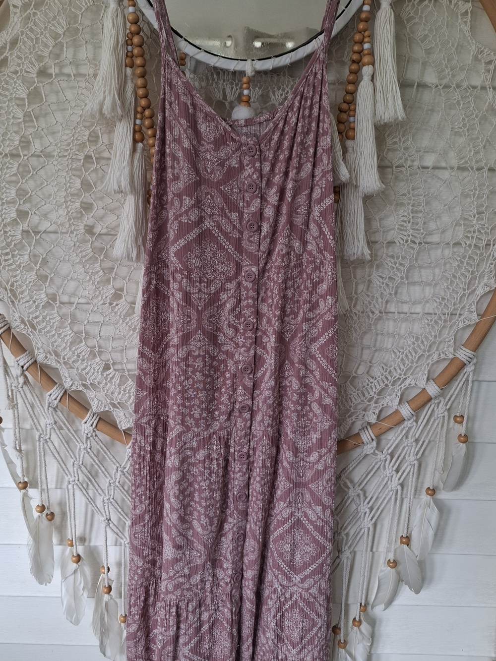 Gauzy Button-Front Mauve Floral Maxi Dress Size Large